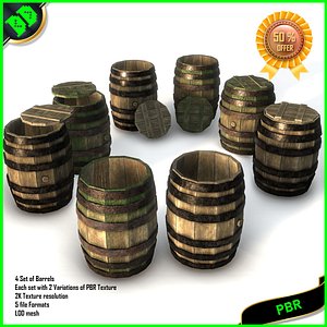barrels pack pbr 3D model