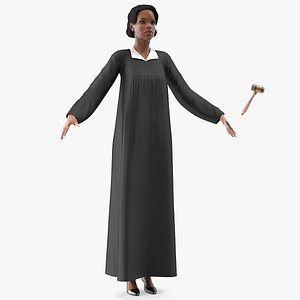 3D model light skin judge woman rigged