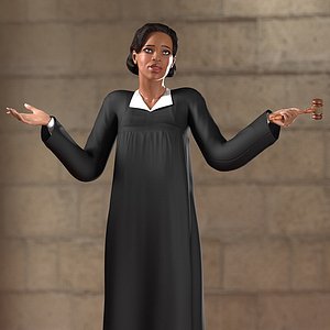 3D model light skin judge woman rigged