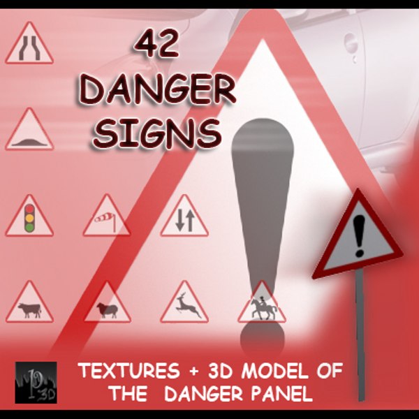 danger signs 42 3d model