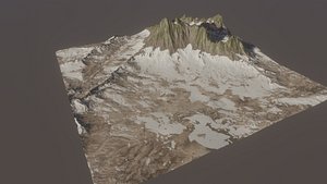 Detailed Mountain Landscape relief with snow
