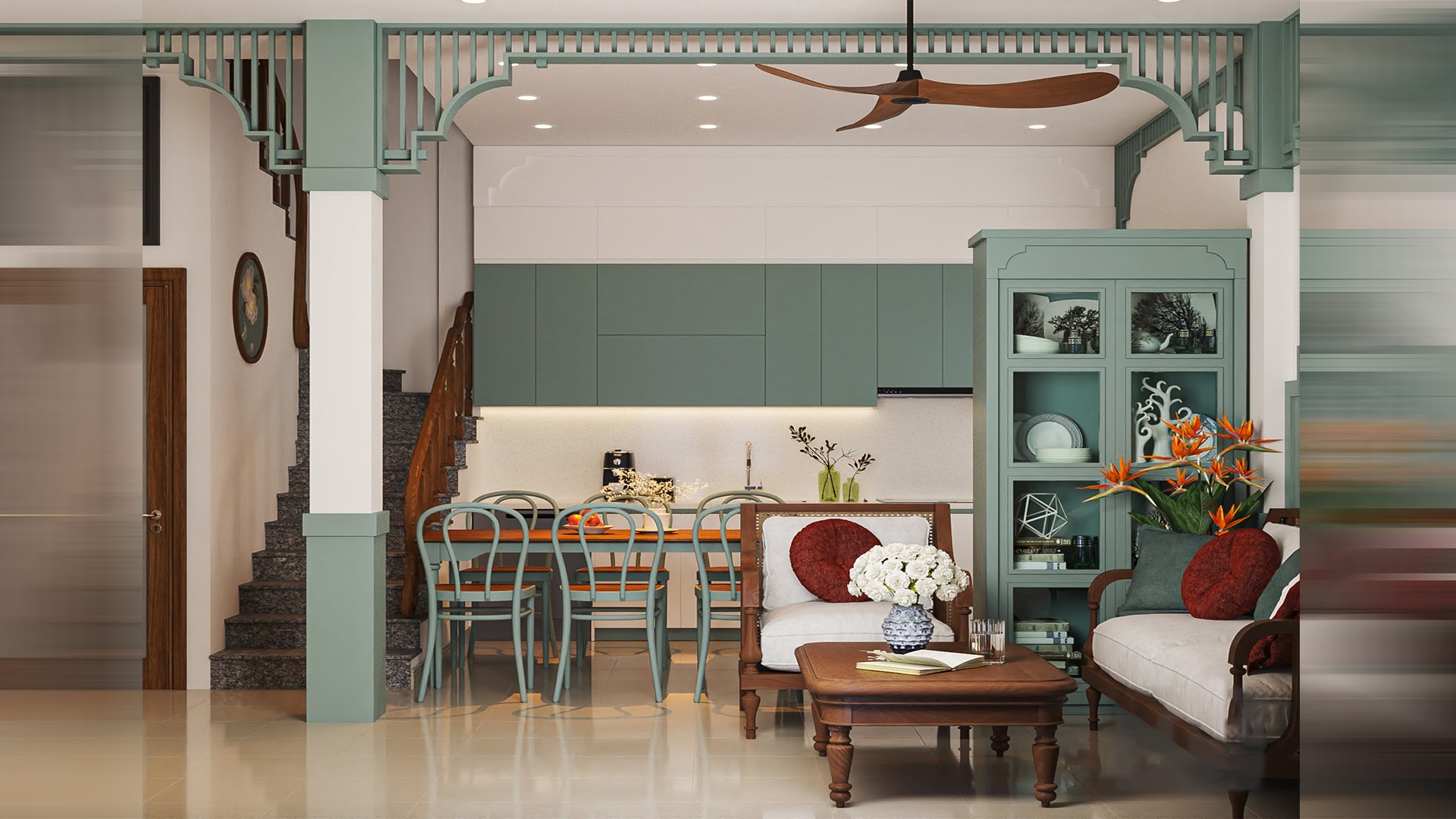 3D Living Kitchen Dining 06 - HanhCT - MAX FBX OBJ SKP DAE Simlab Model ...