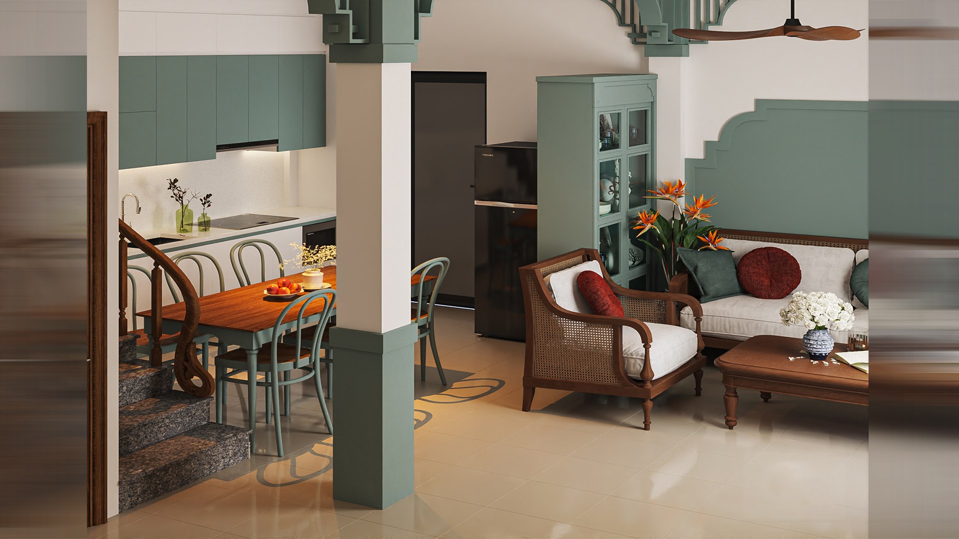 3D Living Kitchen Dining 06 - HanhCT - MAX FBX OBJ SKP DAE Simlab Model ...