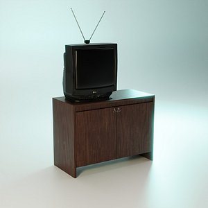 90s TV on the wooden closet