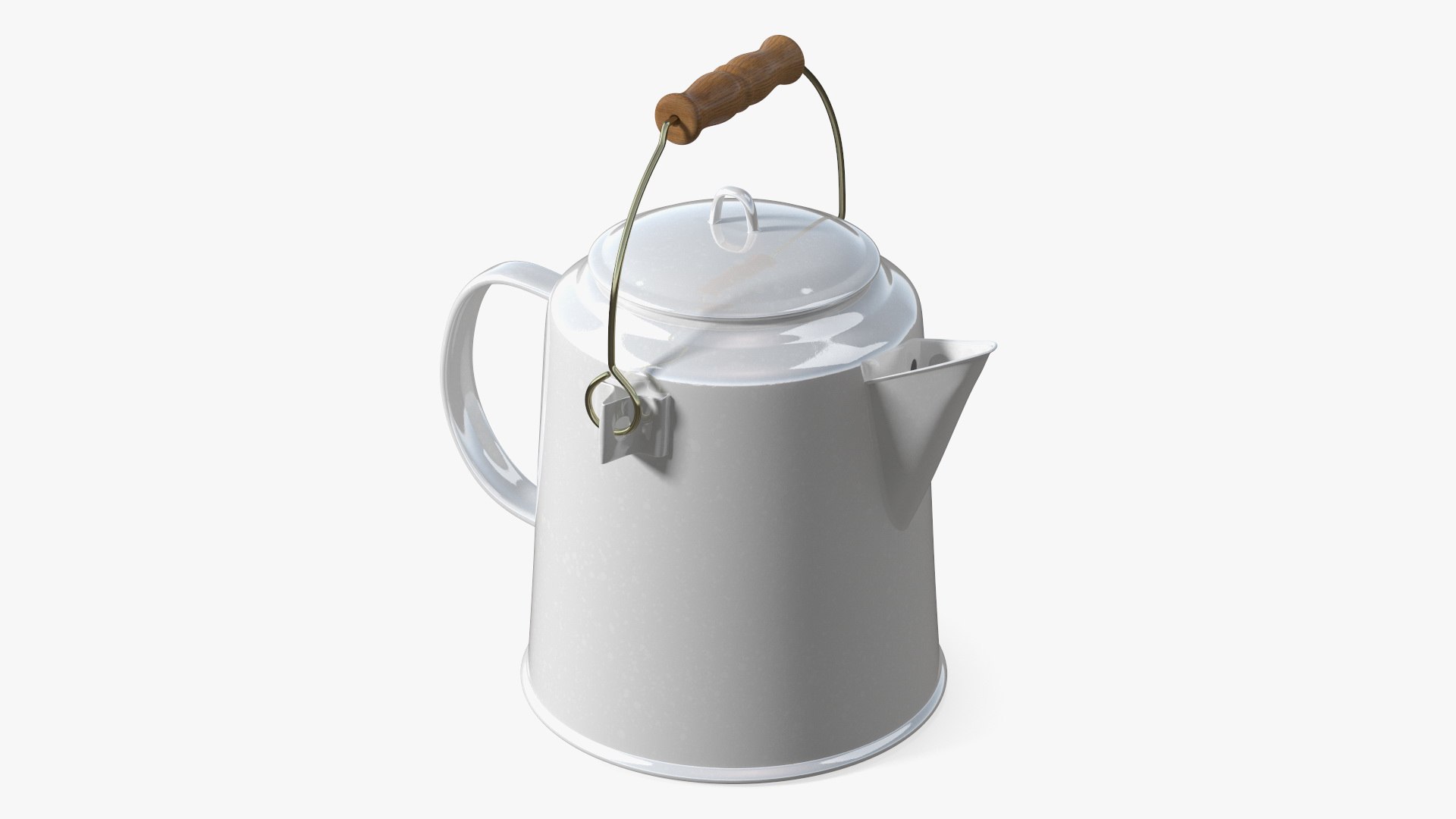 Vintage Enamel Tea Kettle 3D model preview