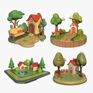3D Charming Cartoon Environments pack 4pcs
