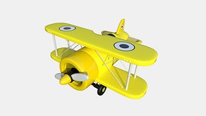 Airplane Cartoon A02 Yellow - Classic Aircraft 3D