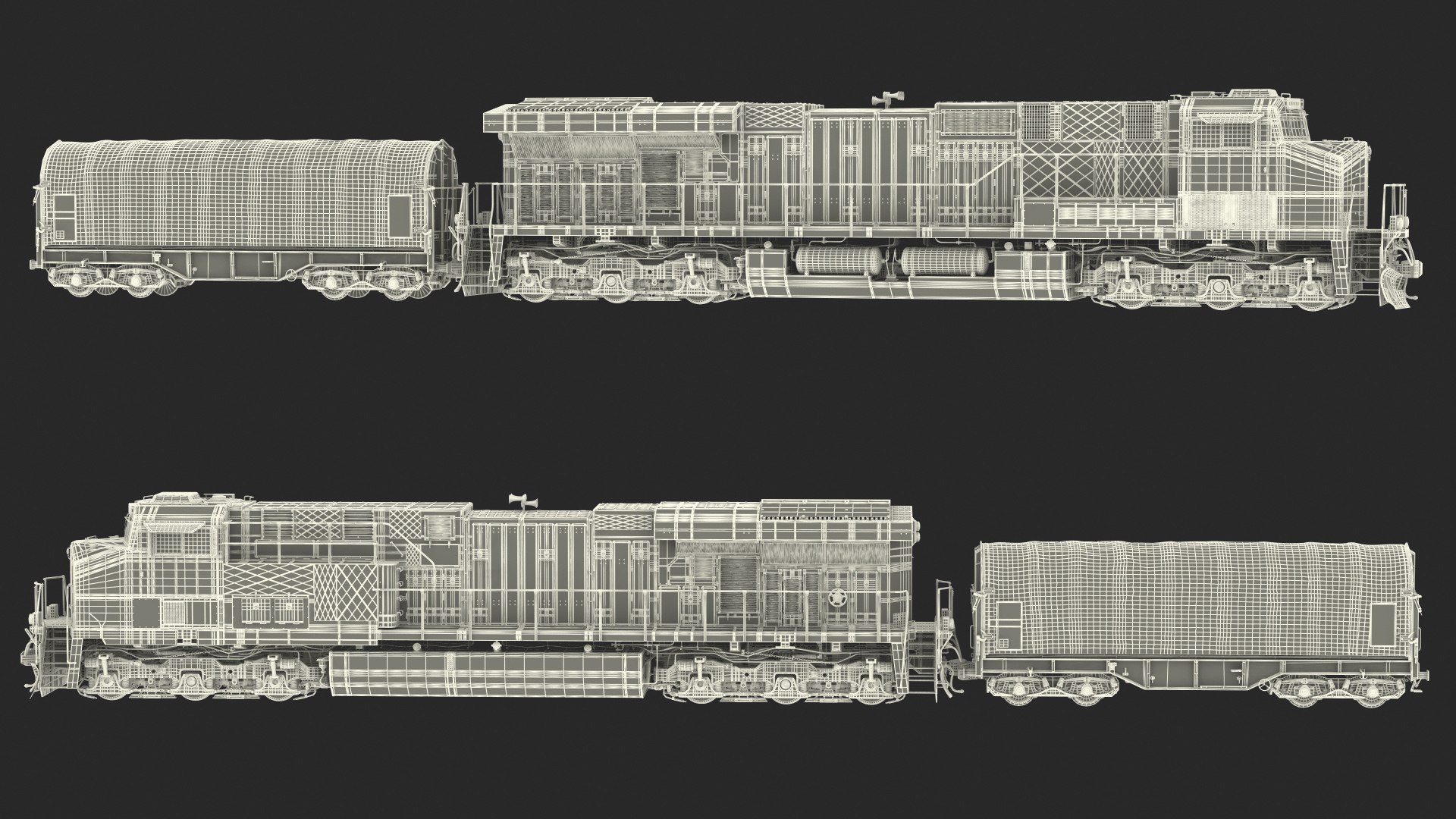 3D Locomotive Canadian Pacific With Tarpaulin Freight Wagon ...