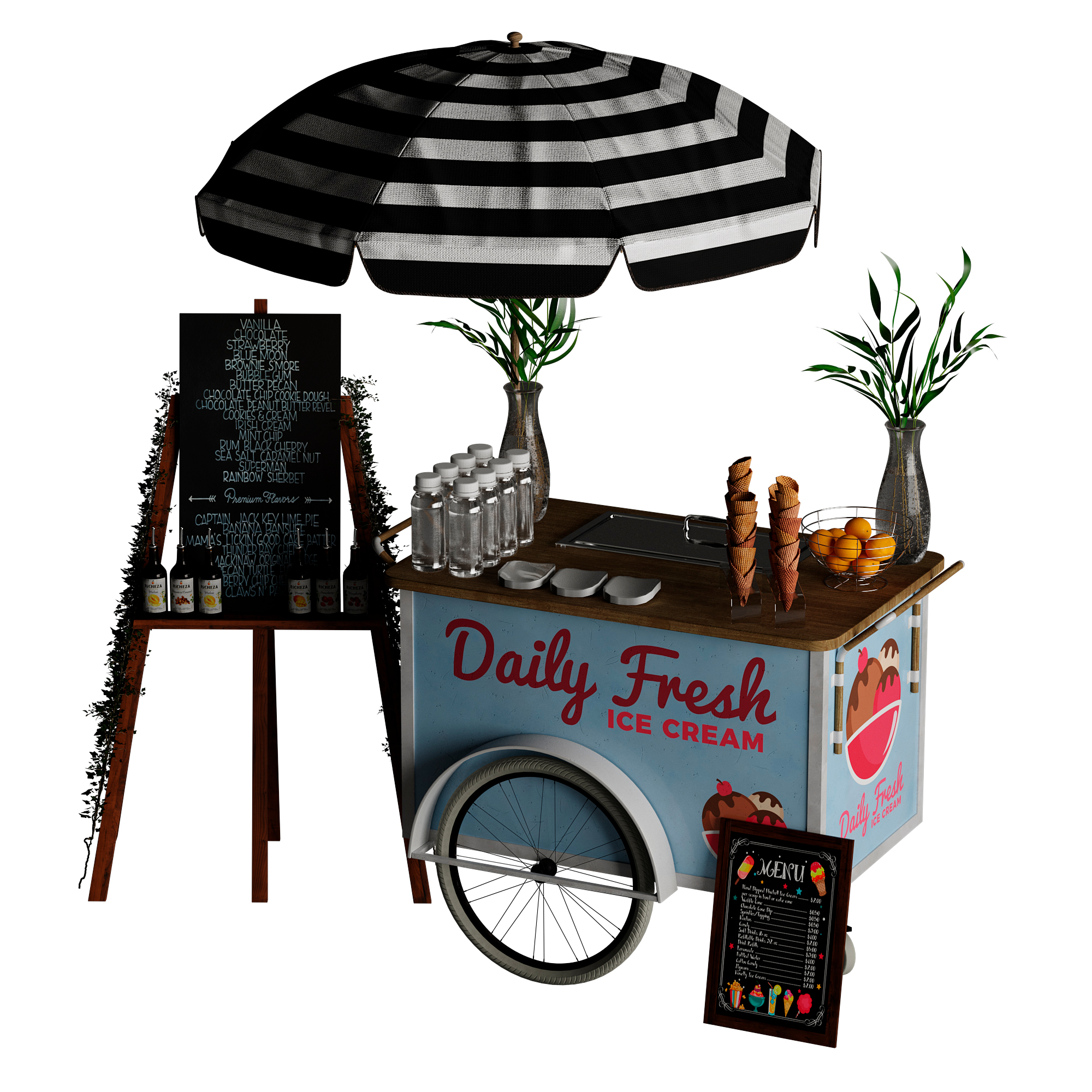 アイスクリームカート2ブルー3Dモデル TurboSquid 1809329