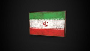 Old Picture Frame With Iran  Flag - Game Ready PBR Low-poly 3D Model 3D model