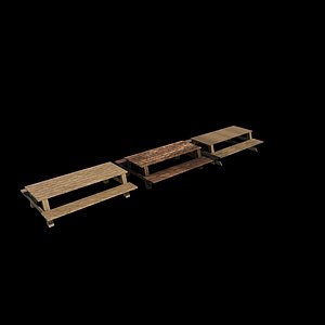 wooden picnic table 3D model 3D