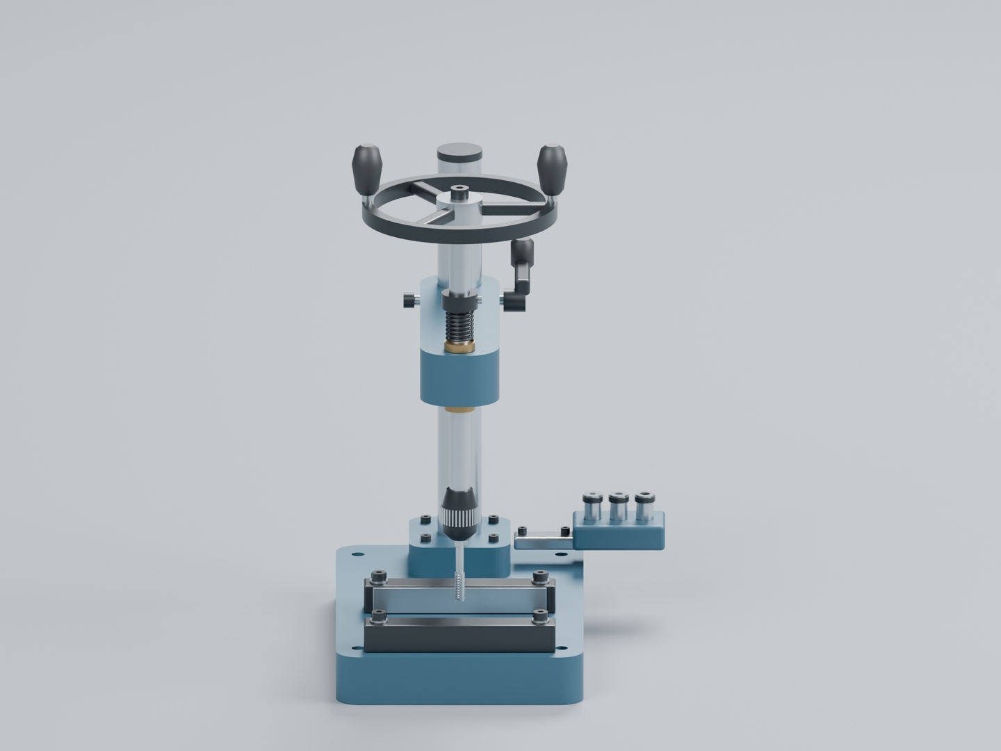 Manual Tapping Stand with Guided Spindle and Work Stops 3D model https://p.turbosquid.com/ts-thumb/LR/18XEDj/0B/rotation/jpg/1793272938/1920x1080/turn_fit_q99/489e5643e84989f25bcaab89469b8912e922dabf/rotation-1.jpg