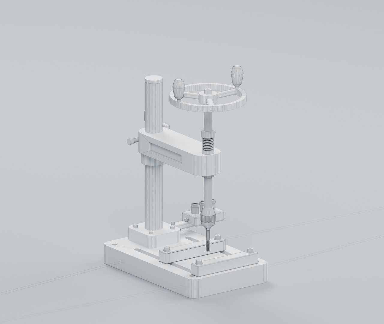 Manual Tapping Stand with Guided Spindle and Work Stops 3D model https://p.turbosquid.com/ts-thumb/LR/18XEDj/7B/06_wire/jpg/1793272934/1920x1080/fit_q87/2fde64612ff82dba277216a3819a28bc572152ec/06_wire.jpg