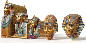3D model Ancient egyptian tutenhamon masks