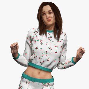 Casual Pajama Girl Character 3D Cute Cherry Sleepwear 3D