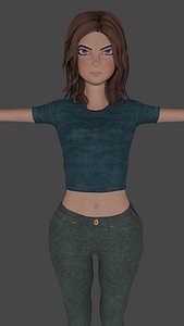 Cartoon Woman Ayse Low-poly Game-ready 3D model