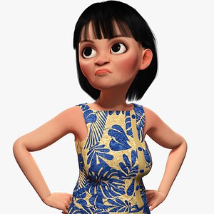 Pretty Girl Realistic Toon Character Low-poly 3D model 3D model