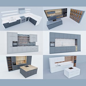 Collection of 6 kitchens model