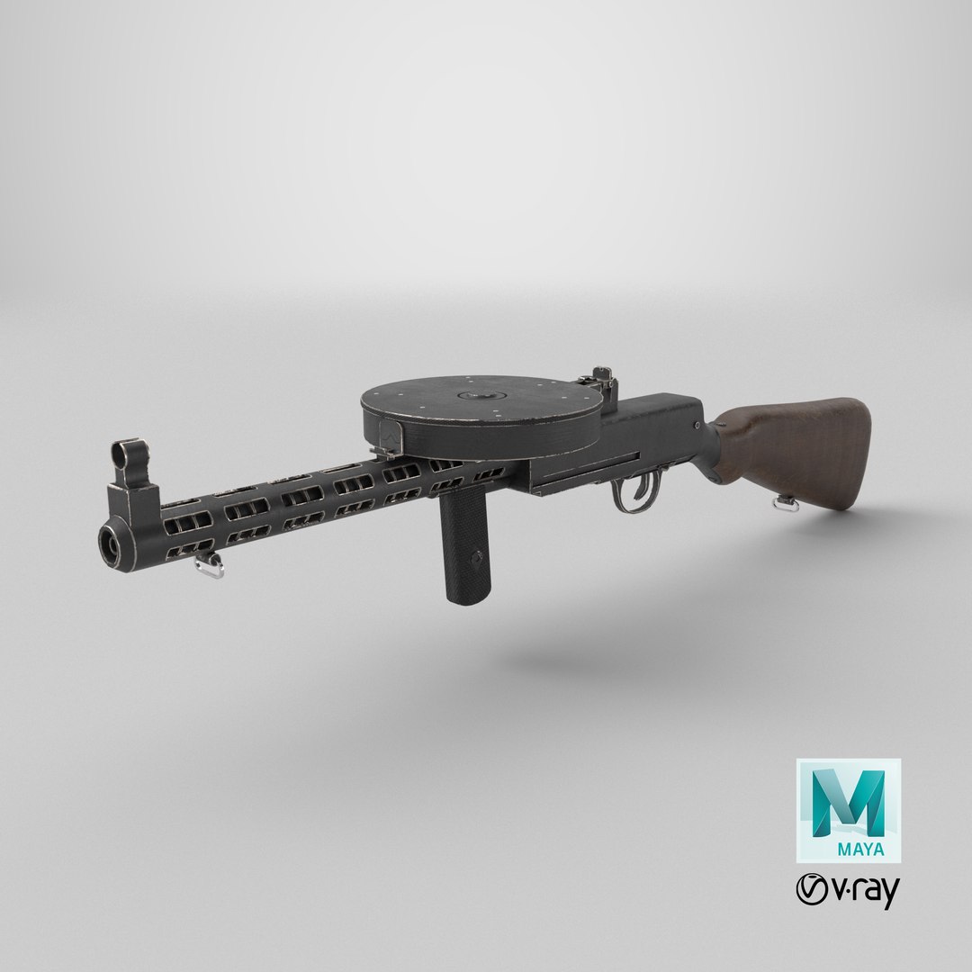 3D Degtyaryov PPD-30 Submachine Gun Low-poly PBR model https://p.turbosquid.com/ts-thumb/LR/QcJxgV/07/stemcell_maya_vray_render/png/1715821034/1920x1080/fit_q87/0aa383d9ae559a0cd5a57168a7352f9e1a838ce2/stemcell_maya_vray_render.jpg