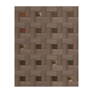3D wood bronze wall panel model