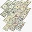 usa dollars banknotes new 3D