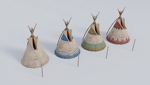 Teepee with 4K and 2K Textures 3D model