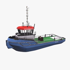 3D tugboat boat pbr