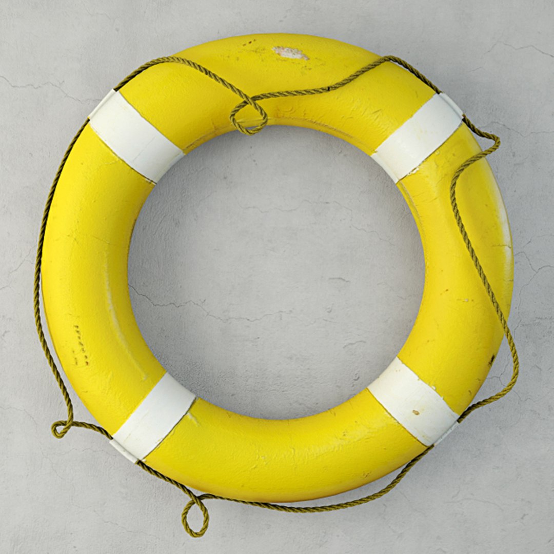 3D 1950s yellow white life preserver - TurboSquid 1217785