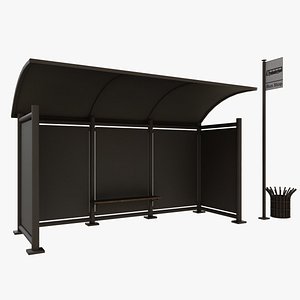 realistic bus stop 3D