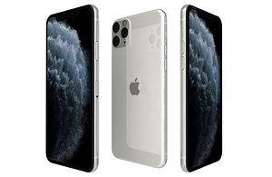 3D Apple iPhone 11 Pro Silver Low Poly