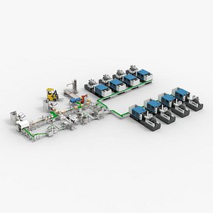 Automatic Plastic Parts Production Line 3D model