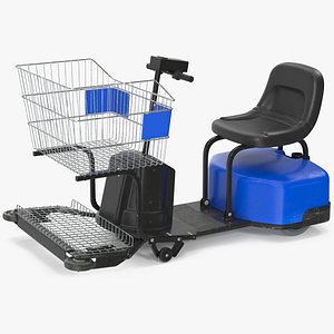 Motorized Grocery Cart Blue Dirty 3D model