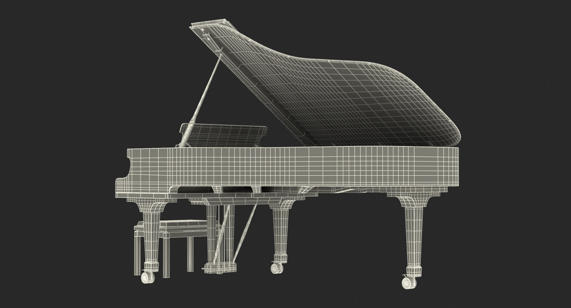 3D white grand piano bench - TurboSquid 1229326