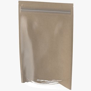 Zipper Kraft Paper Bag with Transparent Front 200 g Mockup 3D model