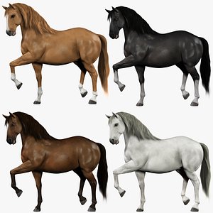 3d horses rigged fur