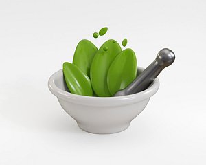 Nature herbal plant with bowl 3D model