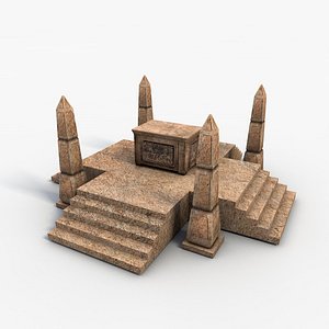 Low poly egyptian box with obelisks