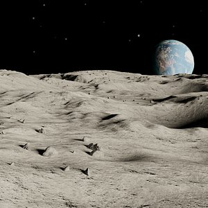 Photorealistic Moon Landscape Scene