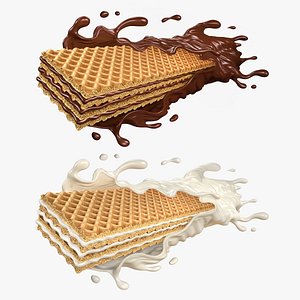 3D Wafer Chocolate Splash 001 model