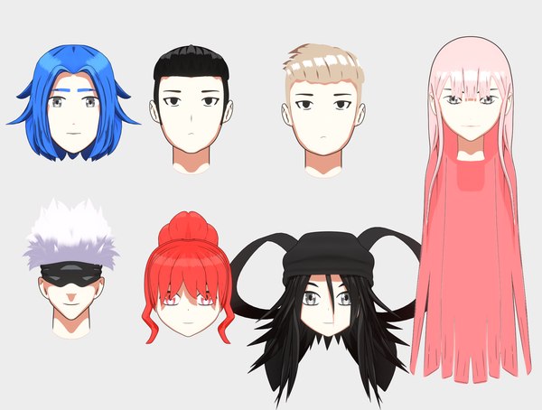 Coleção de cabelo de anime dos desenhos animados Modelo 3D $8