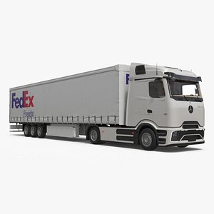 3D Mercedes Electric Truck with FedEx Freight Trailer