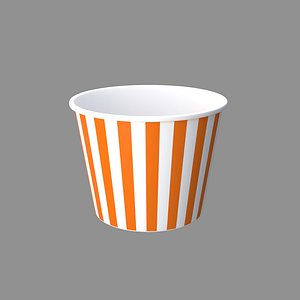 3D model popcorn tub orange