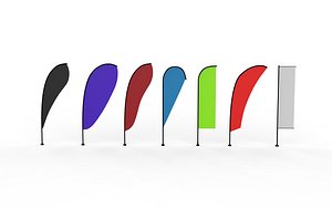 banner commercial flag 3D model 3D