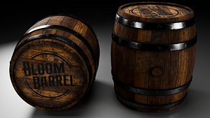 Realistic Wooden Bloom Barrel 3D Model PBR 3D model