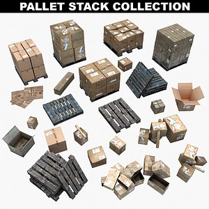 3D wooden pallets boxes
