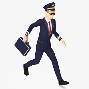 3D Pilot Low Poly Rigged model