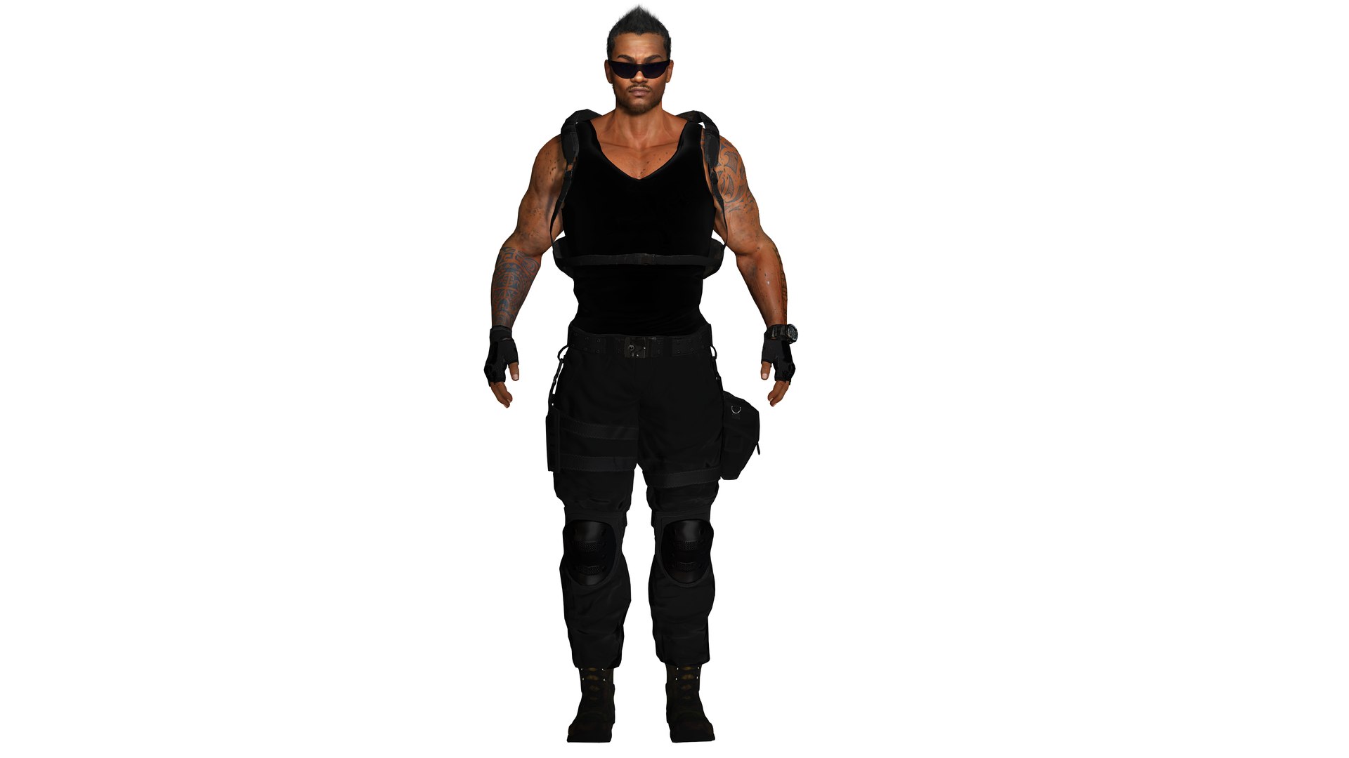 3D AAA 3D REALISTIC BLACK MALE CHARACTER - GUN SHOOTER MAN Model ...