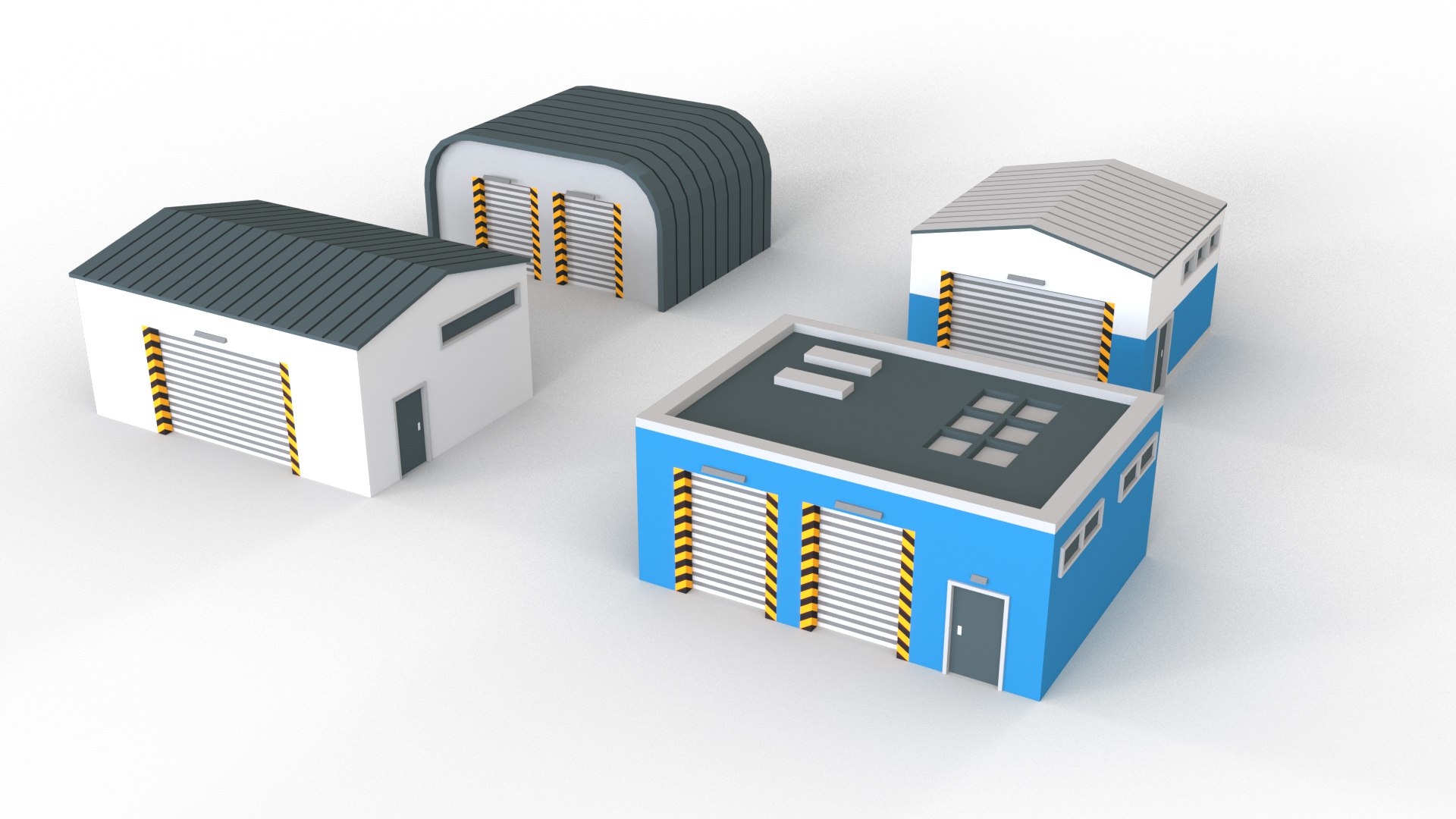 3D Industrial Buildings Low Poly Pictogram - TurboSquid 1998042