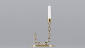 Alphabet J Gold Chain Candleholder 3D Model True PBR Renders Zero Cleanup UVs 4K PBR Textures 3D model