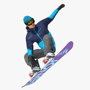 Snowboarder Grab Jump Trick Animated Rigged For Maya